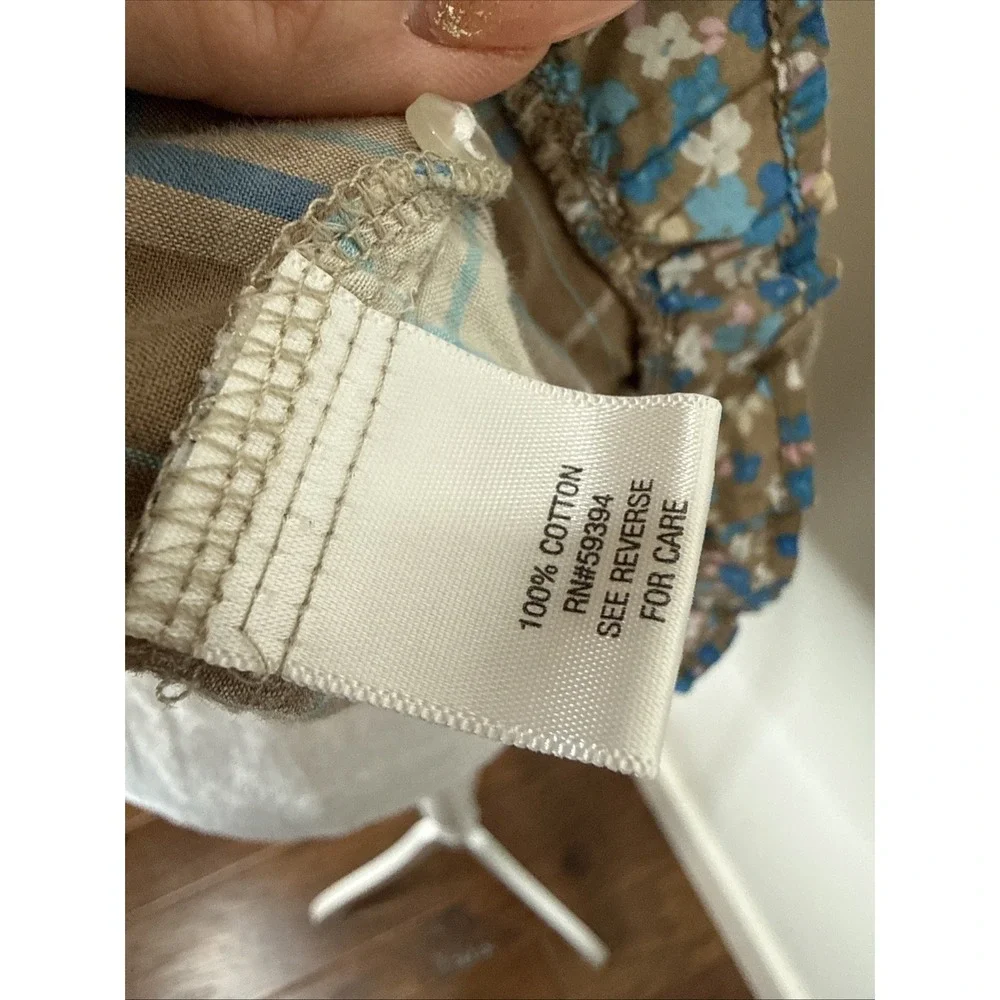 Vintage Y2K  Fairy Grunge Babydoll Smocked Plaid Floral Tank Top M Brown Ruffle - Picture 5 of 5